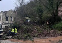Avenida Bernardino Lopes Oliveira encerrada ao trânsito devido ao aluimento de terras e queda de árvores